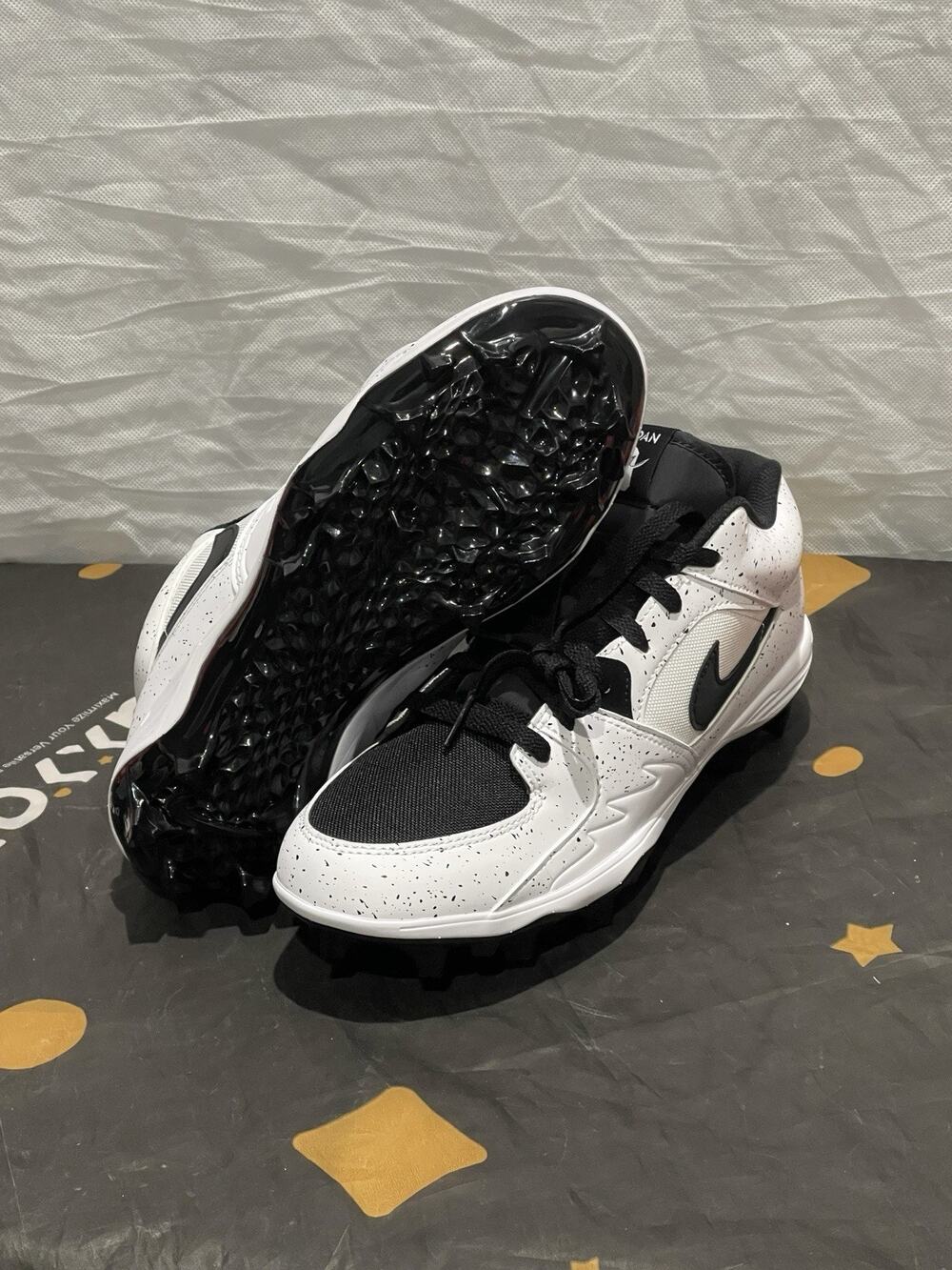 New Men’s 13 Air Jordan Stadium 90 Low TD White Black Cleats HQ0210-100